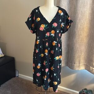 Dip size medium black linen dress with oranges